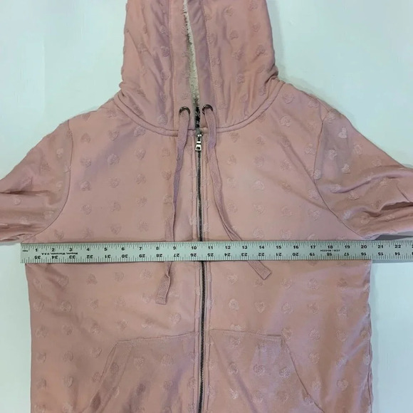 Bobeau Women's‎ Flocked Hearts Ultraplush Full Zip Long Sleeve Hoodie Size L NWT - Picture 11 of 13